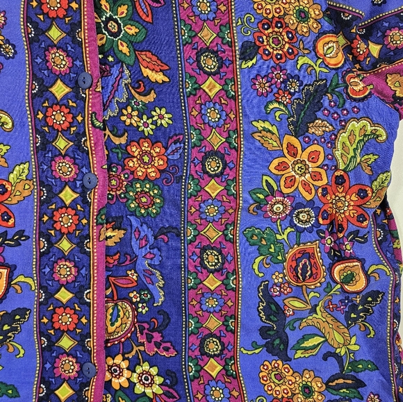 Vintage Express Compagnie Internationale Floral Print Button Up Shirt Sz Medium - Picture 9 of 16